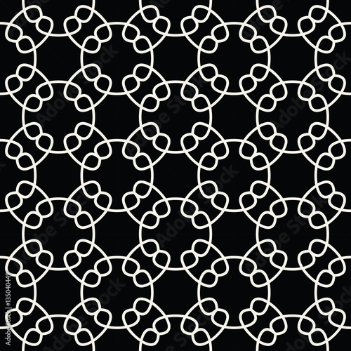Abstract geometry black and white chain ornament deco art pattern