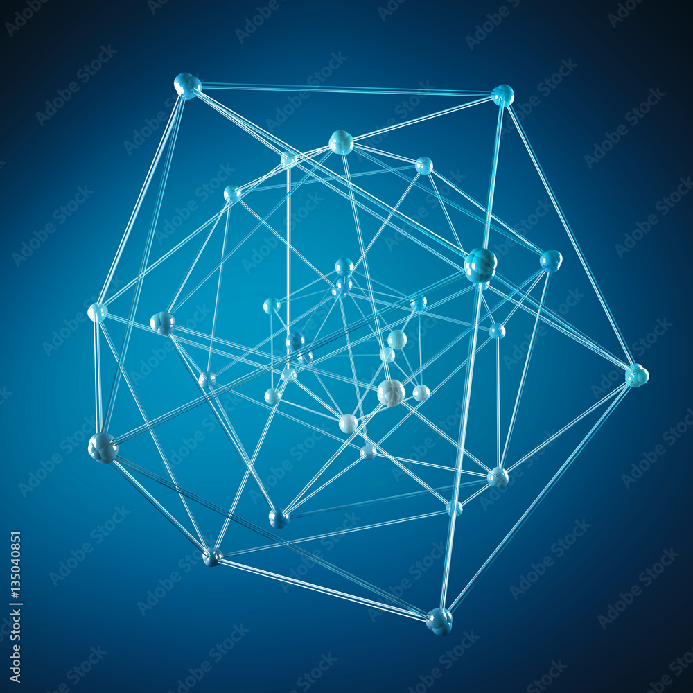 Abstract sphere with dots and lines 3D rendering Abstract sphere with dots and lines 3D rendering