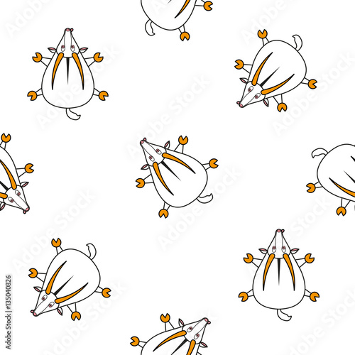 Seamless vector pattern for children. goat top view on a white background.