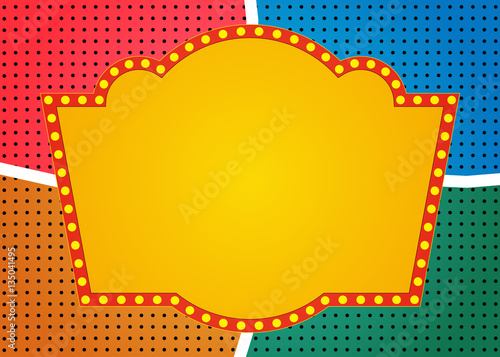Retro banner on colorful halftone background