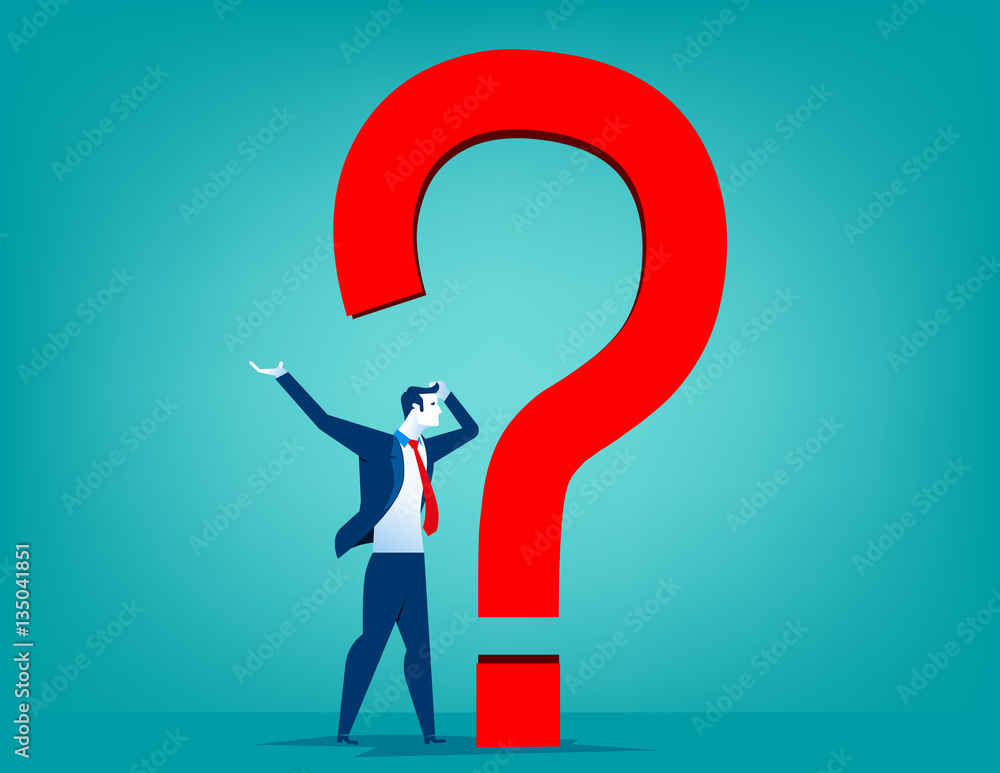 Businessman with question mark