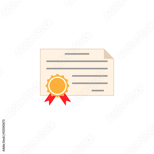 Certificate and diploma flat icon, education and school element, graduate vector graphics, a colorful solid pattern on a white background, eps 10.