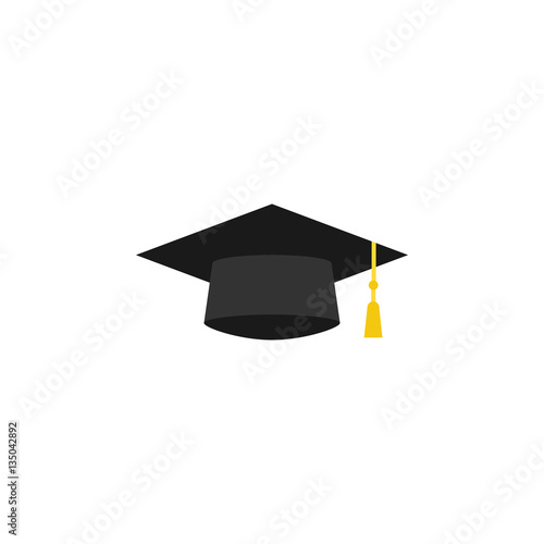 Graduation cap flat icon, education and high school element, academy hat vector graphics, a colorful solid pattern on a white background, eps 10.