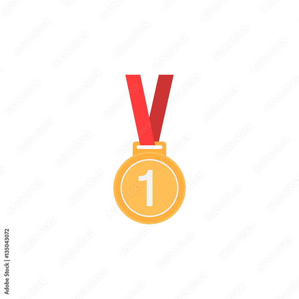 Medal flat icon, sport and school element, first place vector graphics, a colorful solid pattern on a white background, eps 10. Medal flat icon, sport and school element, first place vector graphics, a colorful solid pattern on a white background, eps 10.