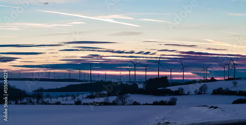Sunset wind turbines