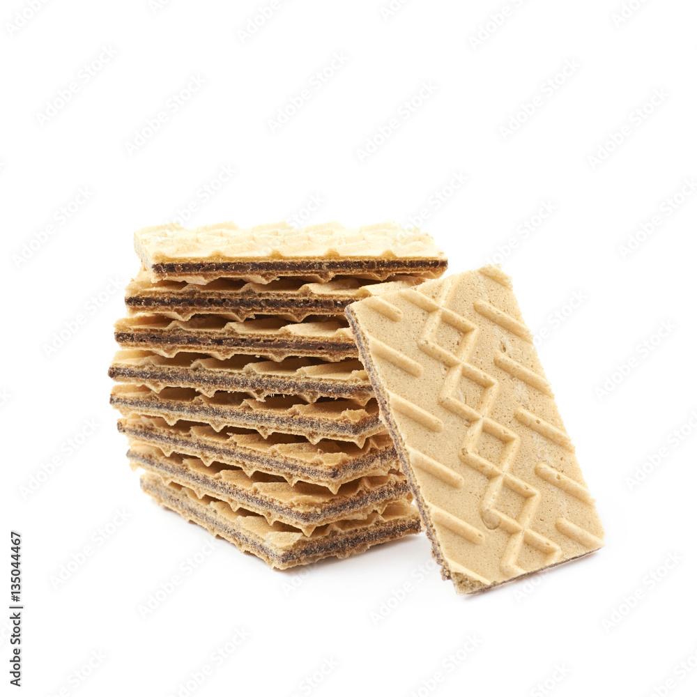 Pile of chocolate wafers isolated Pile of chocolate wafers isolated
