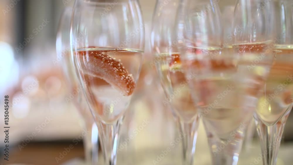 Many glasses of champagne on the table Many glasses of champagne on the table