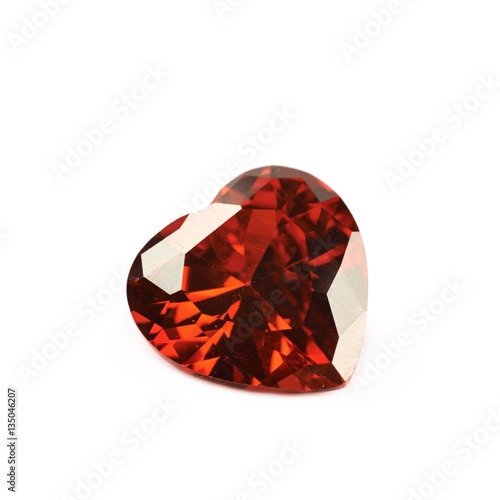 Heart shaped gem stone isolated