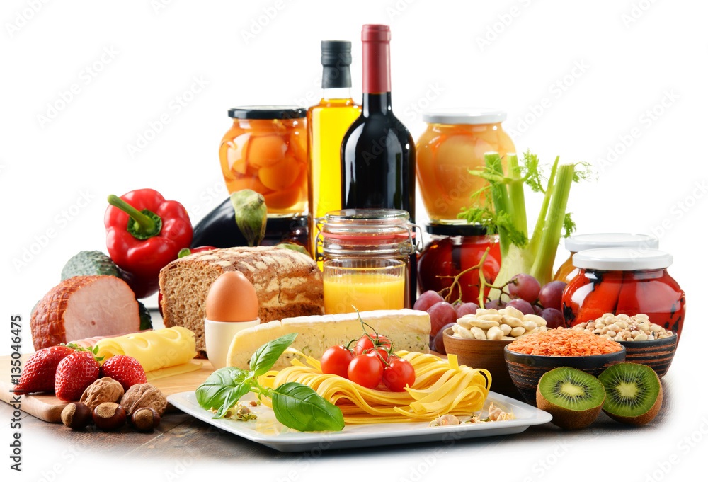 Composition with variety of organic food products Composition with variety of organic food products
