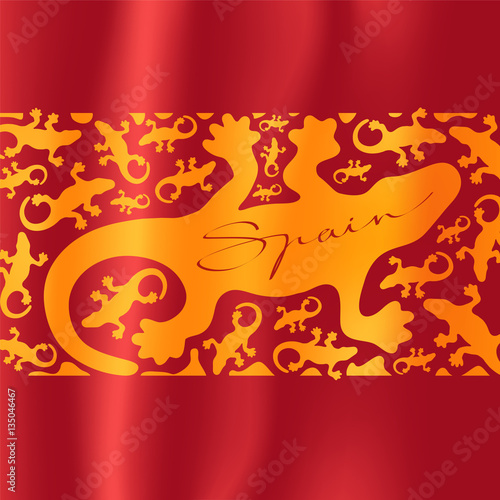 Canvas Print Antonio Gaudi lizard, gecko vector illustration