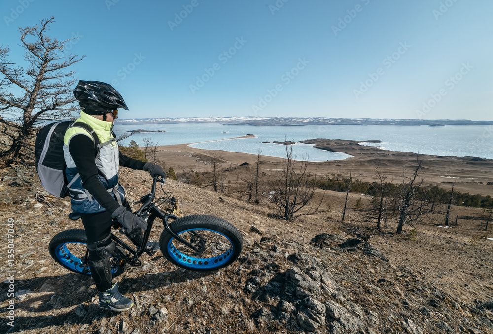 Fototapeta premium Fatbike. Fat tire bike.