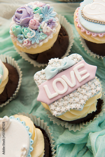 Love cupcakes for Valentine's day or birthday. Pastel colors: pink and blue