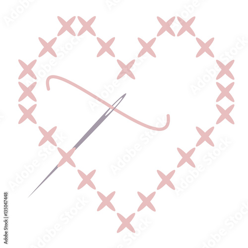 Cross Stitch Heart with Needle
