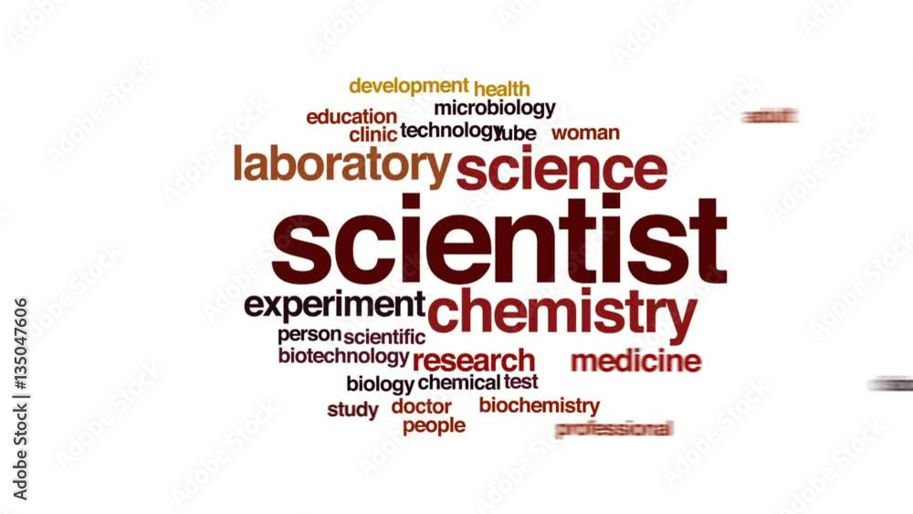 Scientist animated word cloud, text design animation. Scientist animated word cloud, text design animation.