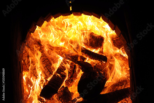 Photography Wood fire that burned in a kiln