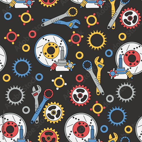 Seamless vector pattern with mechanical components