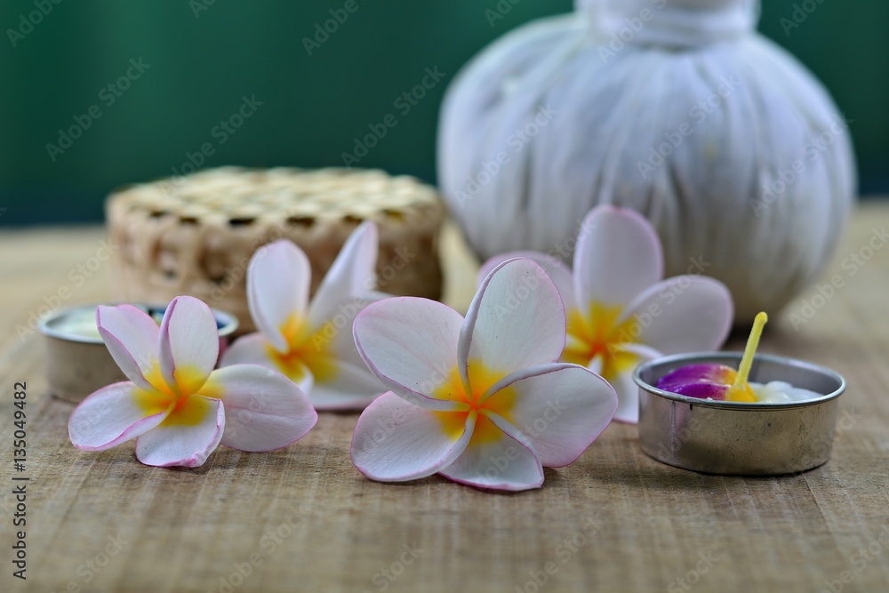 Thailand traditional massage and Spa sets on the wooden floor. ,for spa and Thailand massage Thailand traditional massage and Spa sets on the wooden floor. ,for spa and Thailand massage