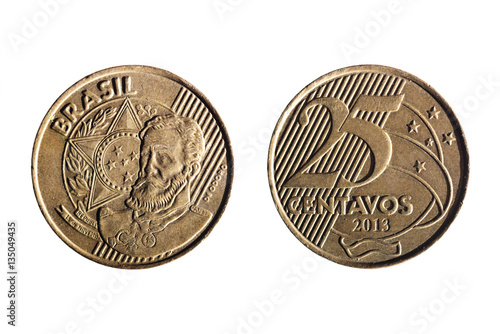 brazilian real twenty five cents coin photo