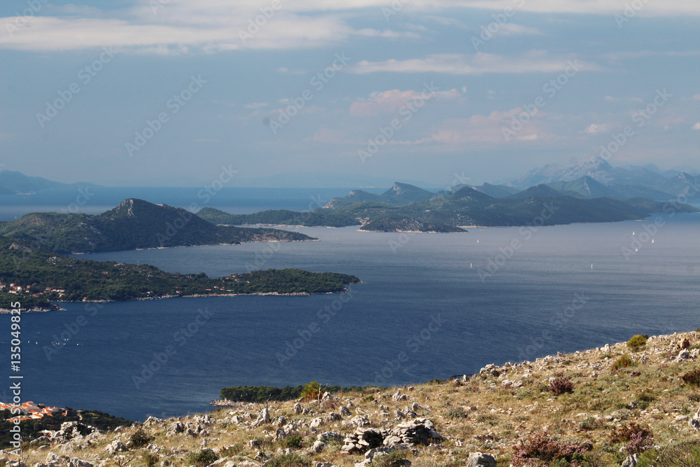 View from Srd mountain to Mljet island, Croatia