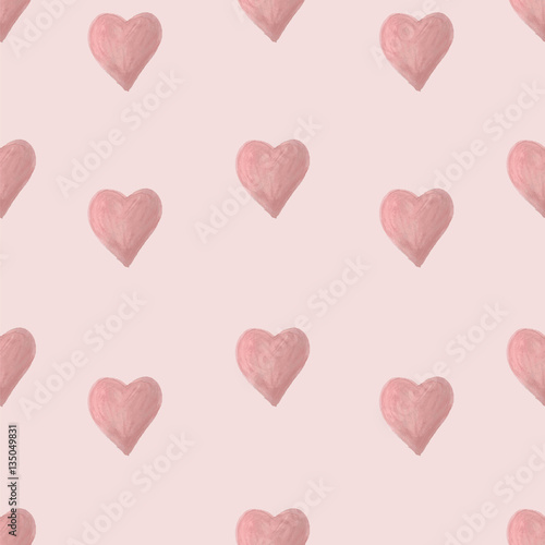 Watercolor hearts seamless pattern