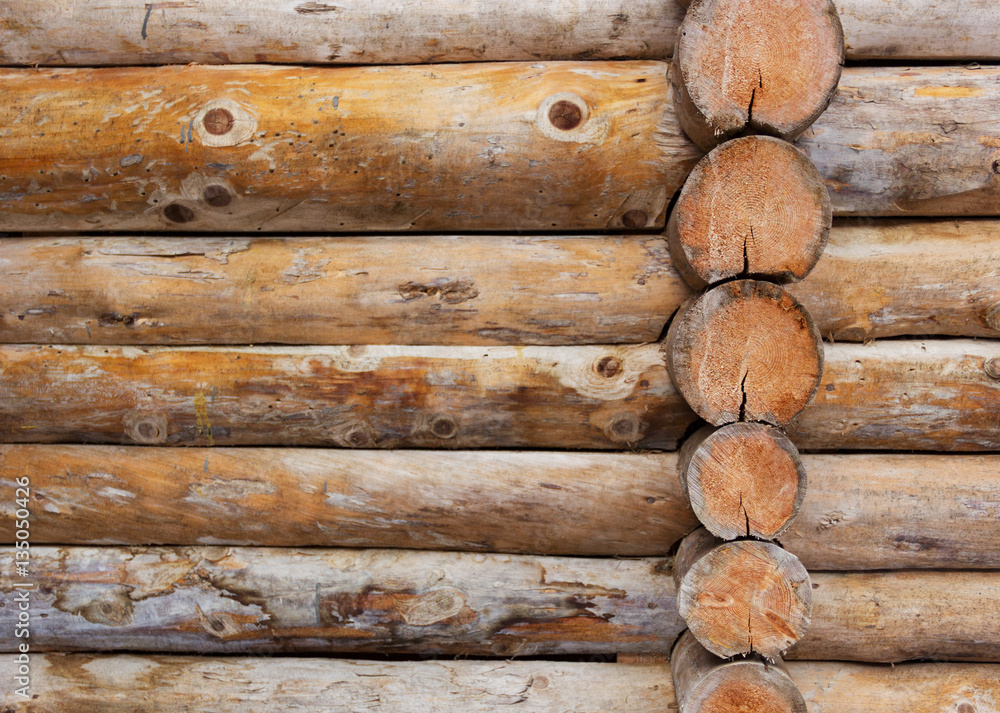 Wooden house wall. Wall made of logs. Wooden wall from logs. Wood texture. Wooden background. Dark old wooden wall. Wooden house wall. Wall made of logs. Wooden wall from logs. Wood texture. Wooden background. Dark old wooden wall.