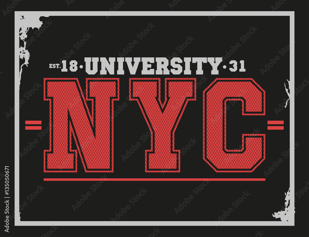 University, college New York typography, t-shirt graphics. Vector illustration
