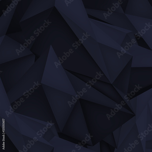 Volume geometric shape, 3d crystal, black background, abstraction low polygons, vector design bark wallpaper 