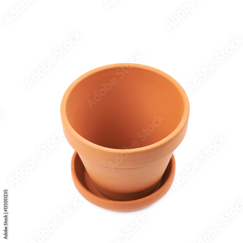 Empty ceramic flower pot isolated