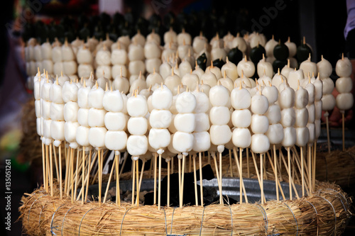 Japanese dessert rows on haystack