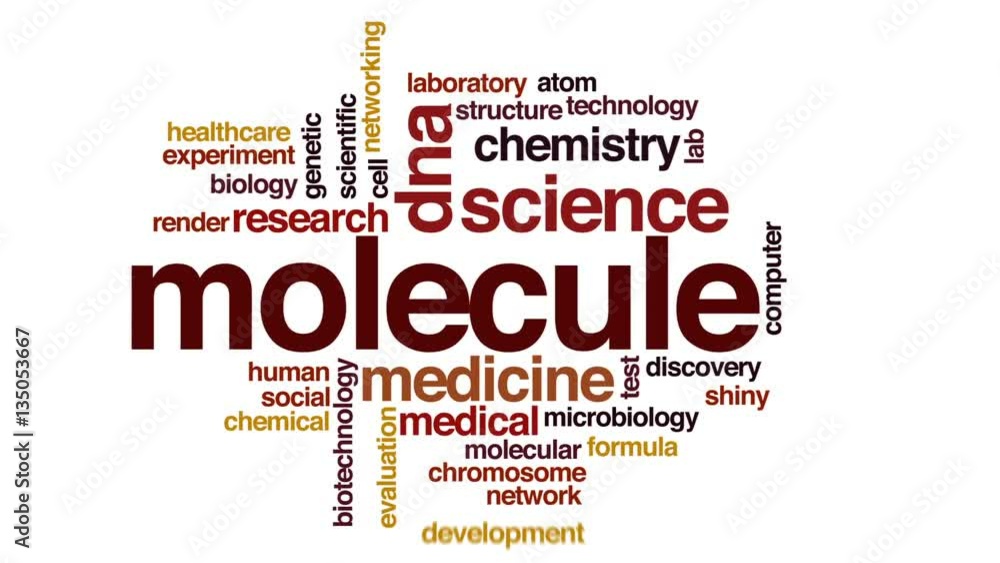 Molecule animated word cloud, text design animation. Molecule animated word cloud, text design animation.