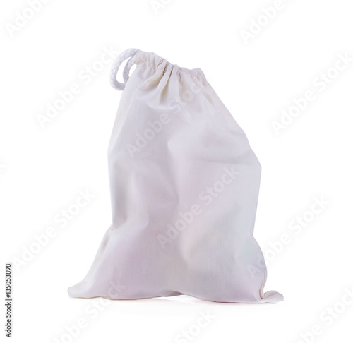 white fabric bag isolated on white background