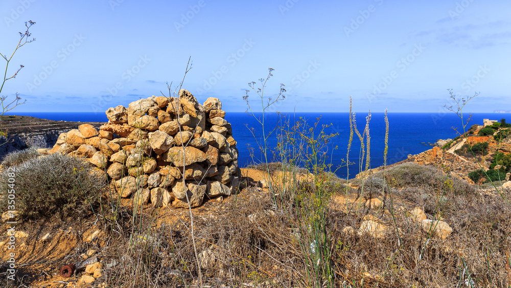 Stones on the coastline of Malta