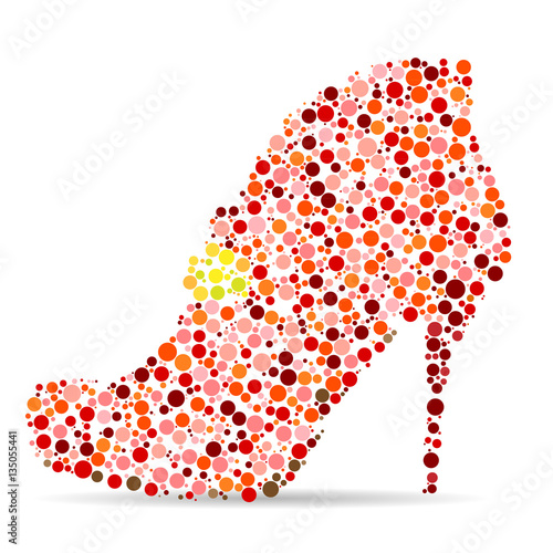 Women's Shoes in the form of a Mosaic on white background. Vector illustration.