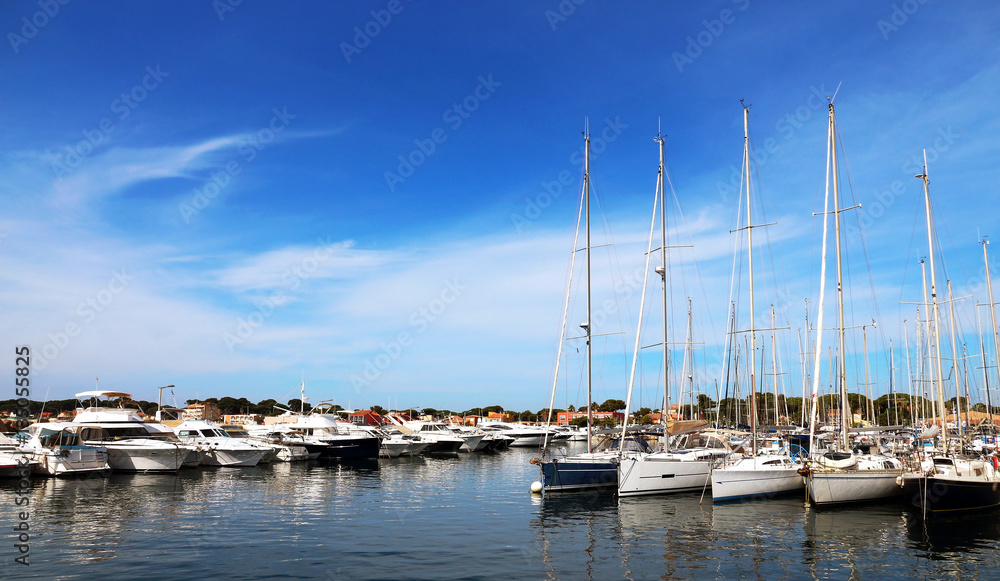 pleasure boats in the marina of Hyères - France