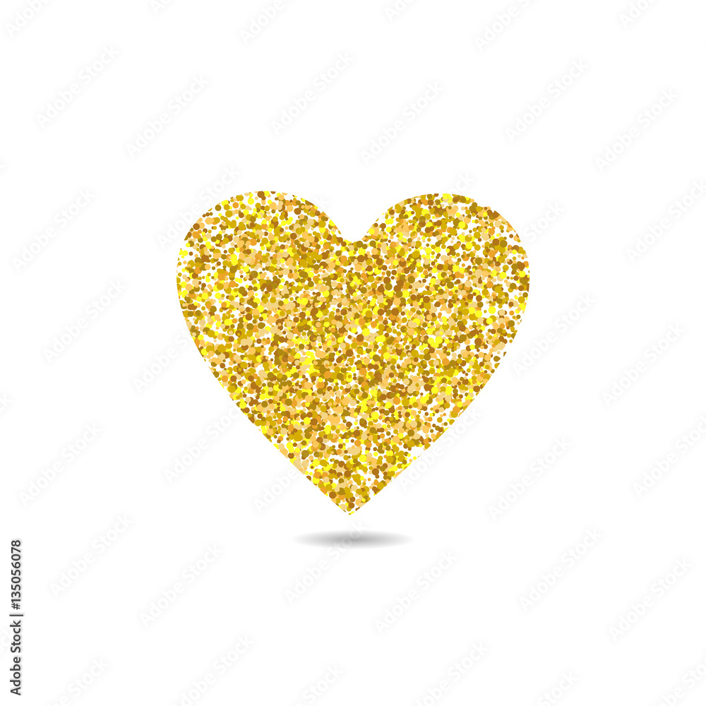 Heart from gold glitter. Background polka dot vector illustration Heart from gold glitter. Background polka dot vector illustration