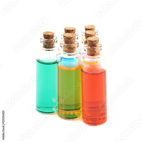 Set of tiny vial bottles isolated