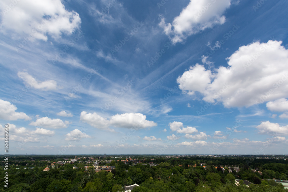 Large blue sky and flat land, Netherlands Large blue sky and flat land, Netherlands