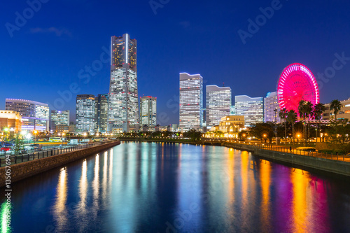 Cityscape of Yokohama at night  Japan