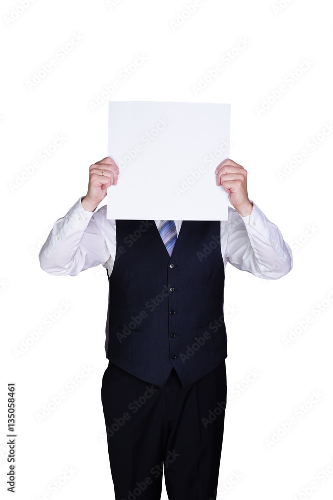 Mann hält ein leeres Schild hoch Mann hält ein leeres Schild hoch