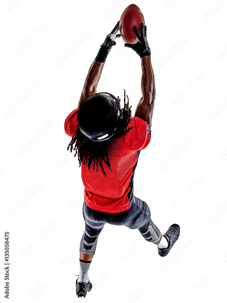 Naklejka premium one american football player man isolated on white background