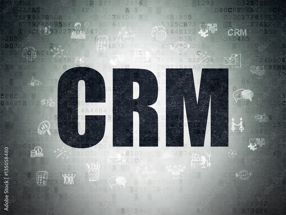 Finance concept: CRM on Digital Data Paper background Finance concept: CRM on Digital Data Paper background