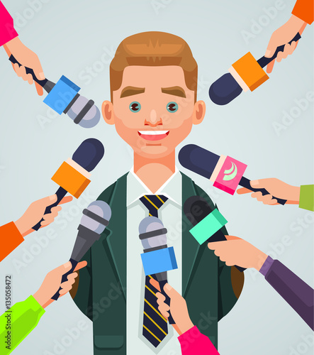 Interview man character. Vector flat cartoon illustration