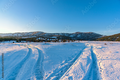 Beautiful winter mountain landscape with branching roads. Russia, Stary Krym. © Dvoeglazov