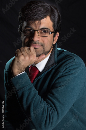 Middle Eastern metrosexual man in studio photo