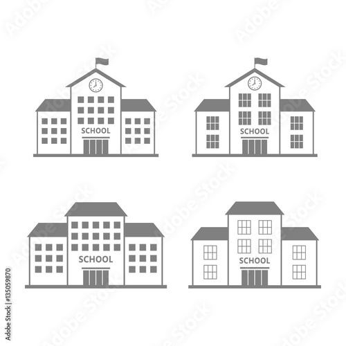 School vector icons on white background