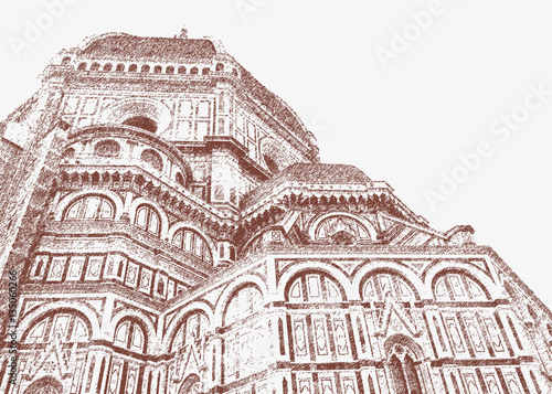 The cathedral of Santa Maria del Fiore on the Duomo square in Florence.