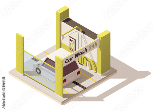 Vector isometric low poly car wash icon