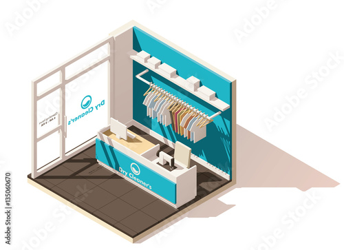 Vector isometric low poly commercial laundry icon