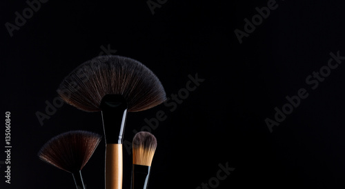 brushes for make-up on black background