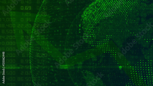 Digital Global Systems and Green arrow tending upward - Finance and Banking Concept 